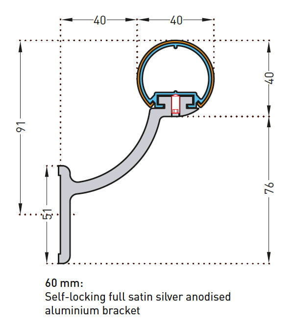 SPM Escort Leuning Detail tekening 60mm beugel